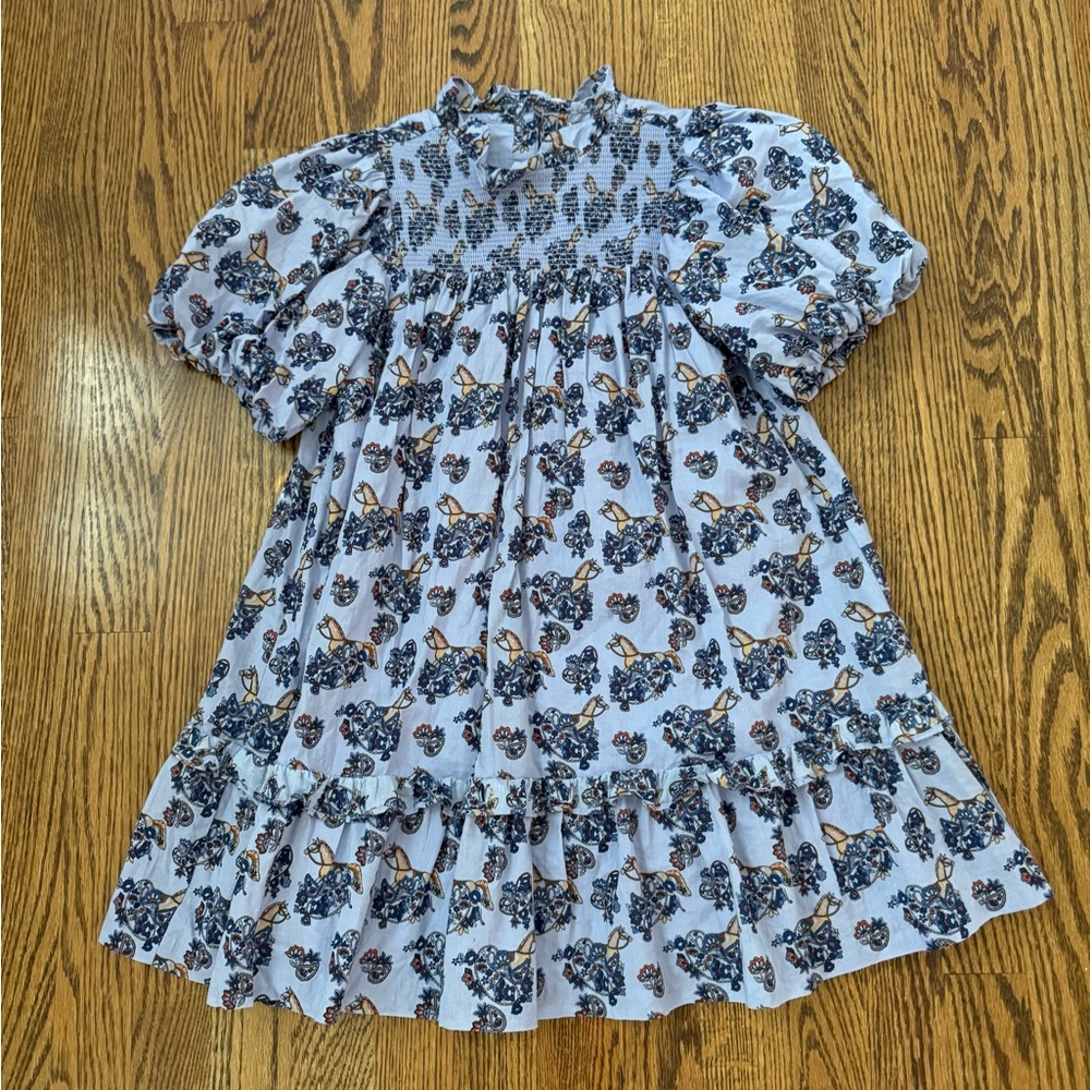 Janie and Jack Blue & Purple Smocked Dress Size 8
